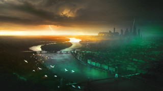 City river birds sunset matte - darek zabrocki free wallpaper for desktop