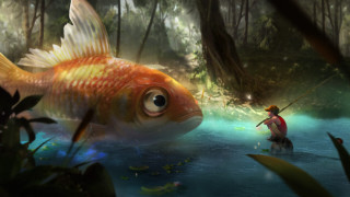 Fishing man river fantasy illustration - league of legends concept art free wallpaper for desktop