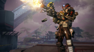 Futuristic man weapon bomb clouds - a futuristic suit holding free wallpaper