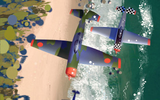 Airplanes beach ocean beachhouse flag - 2 d game art free wallpaper