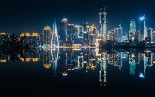 Cityscape lake night reflections ferriswheel - cityscape free wallpaper