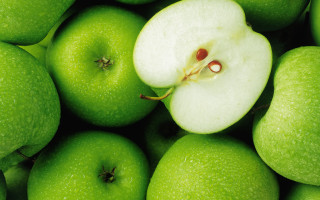 Green apples bite closeup neoplasticism - a bite free wallpaper