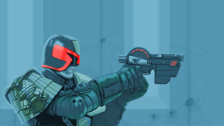 Futuristic suit man aiming gun - a futuristic suit holding free wallpaper