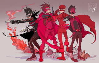 Costume group guns fire people - a person holding free wallpaper