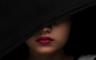 Woman redlipstick blackhat facecloth noir - red lipstick free wallpaper
