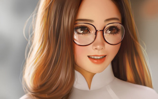 Woman glasses white shirt long - long hair and glasses free wallpaper
