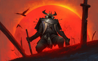 Knight horned helmet sword red - a knight free wallpaper