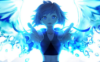 Blue angel wings glowing bubbles - blue wing free wallpaper