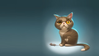 Cat mouse blue background light - anton fadeev free wallpaper for desktop