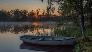 Boat water sunset autumn nature - anthony s waters free wallpaper