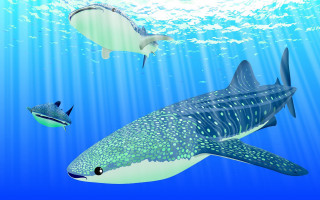 Fish ocean sunny blue water - illustration free wallpaper for desktop