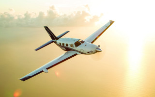 Small plane ocean sunset clouds - sunset time free wallpaper