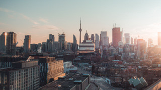 Tokyo skyline dawn tiltshift anamorphic - tall free wallpaper