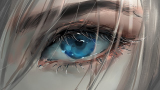 Blue eye closeup blonde hair - a blue eye free wallpaper