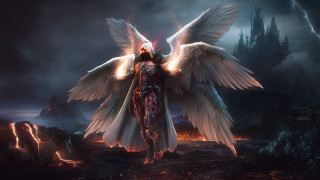 Woman wings demon outfit dark - bastien l. deharme free wallpaper