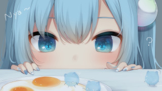 Anime girl blue hair fried - fried free wallpaper