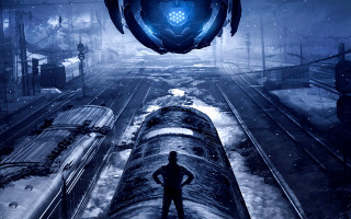 Futuristic city man train track - halo free wallpaper for desktop