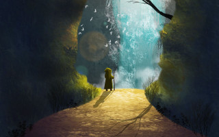 Tunnel tree waterfall bird fantasy - anato finnstark free wallpaper for desktop