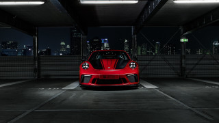 Red sports car night city 6 - city free wallpaper