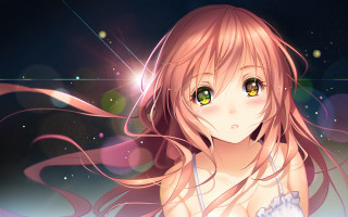 Pink haired girl starry sky - a star in the background free wallpaper