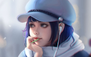 Woman hat cigarette anime art - her head and a cigarette free wallpaper
