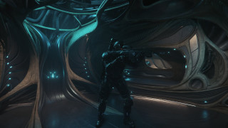 Futuristic man suit gun structure - a futuristic setting free wallpaper for desktop