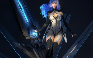 Futuristic woman sci fidget gun - cgstudio free wallpaper