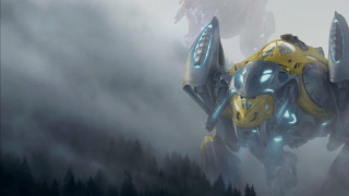 Robot fog trees yellow blue - the fog free wallpaper