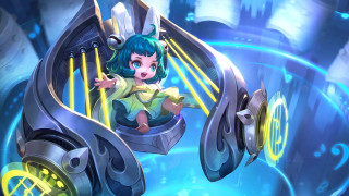 Futuristic girl clock head yellow - a yellow light free wallpaper