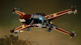 Futuristic vehicle flying sky clouds - star citizen halo free wallpaper for desktop