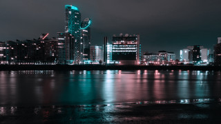 City skyline river bridge night 21 - rich moody colour free wallpaper
