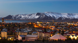 City mountain night lights view - ásgrímur jónsson free wallpaper