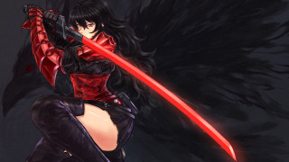 Woman wings sword glowing demon - aya goda free wallpaper for desktop