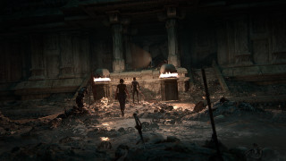 Dark room fireplace staircase photorealism - the second floor free wallpaper