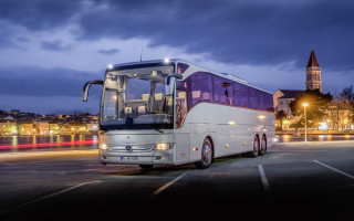 Large bus parking lot night - the street free wallpaper