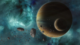 Planet bubbles constellation starry sky - two smaller planet free wallpaper