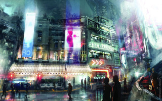 Neon city street night cyberpunk - lot free wallpaper