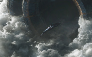 Space ship clouds smoke steam - matte painting concept art free wallpaper for desktop