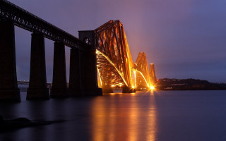 Bridge lights night water background - free light wallpaper
