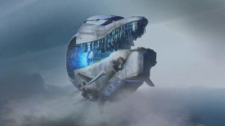 Futuristic ship alien head sky - a giant alien free wallpaper for desktop