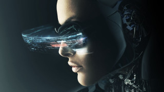 Woman futuristic glasses helmet glowing - a futuristic helmet free wallpaper