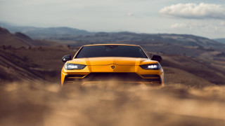Yellow sports car mountains clouds - the mountain free wallpaper