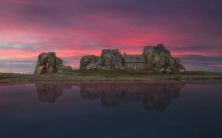 House island mystical sky magic - a pink sky free wallpaper