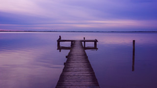 Dock lake purple sky clouds - a purple sky in the background free wallpaper