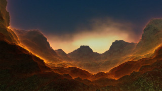 Mountain range sunset clouds fantasy - a view of a mountain range free wallpaper for desktop