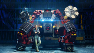 Man robot warehouse gun mecha - a machine gun free wallpaper