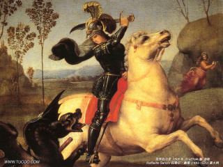 Man horse dog front dog - a painting of a man riding free wallpaper