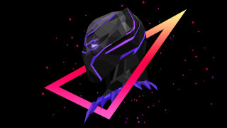 Black panther triangle synthwave afrofuturism - vector art free wallpaper for desktop