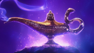 Golden teapot purple background blue - fantasy magic free wallpaper