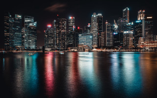 City skyline night boat water 10 - adrian zingg free wallpaper